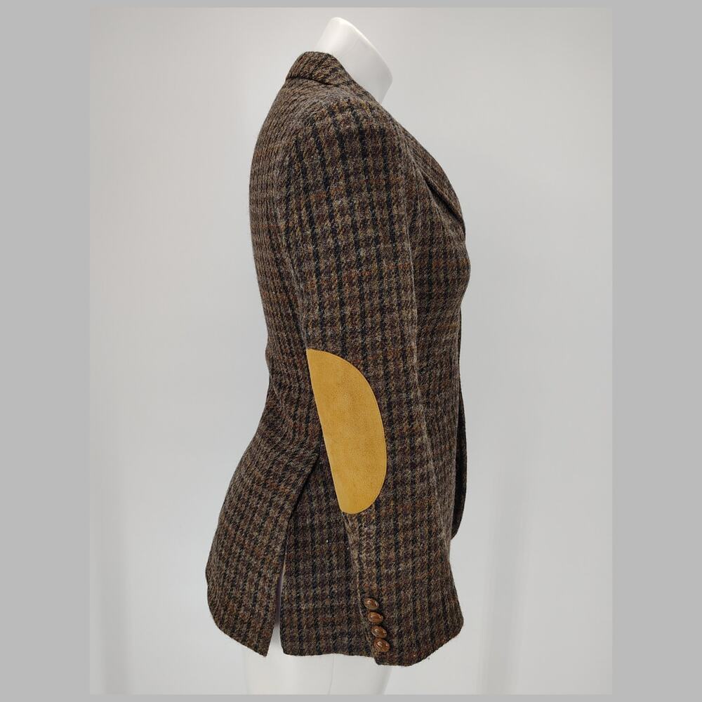 Vintage Polo Ralph Lauren Wool Tweed Blazer Suede Elbow Patch 16 Fits like XS/S - Picture 3 of 16